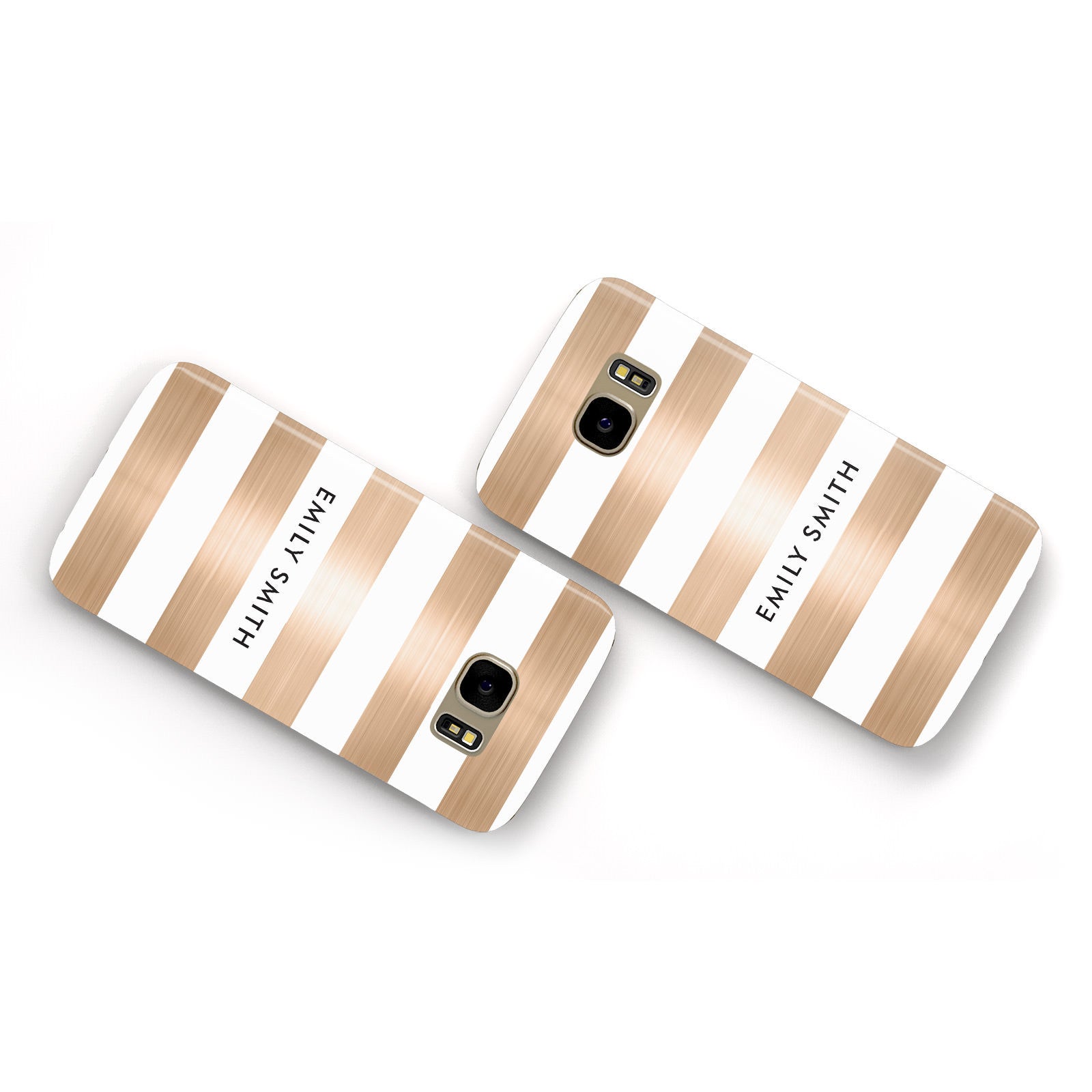 Personalised Gold Striped Name Initials Samsung Galaxy Case Flat Overview