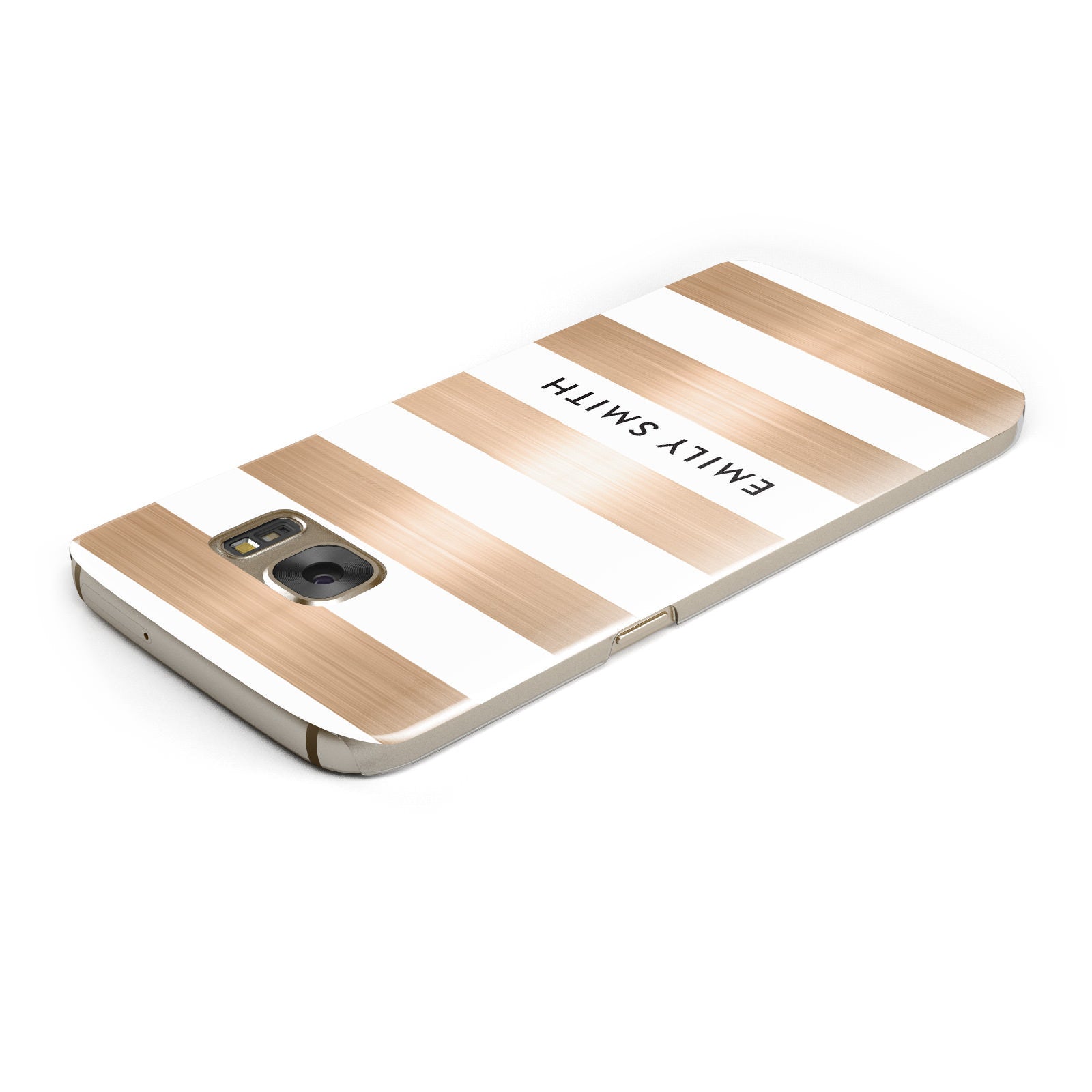 Personalised Gold Striped Name Initials Samsung Galaxy Case Top Cutout