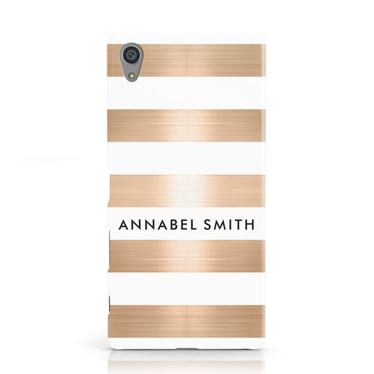 Personalised Gold Striped Name Initials Sony Xperia Case