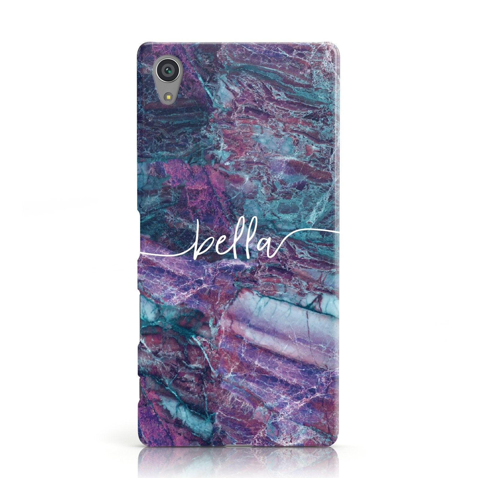 Personalised Green Purple Marble & Name Sony Xperia Case