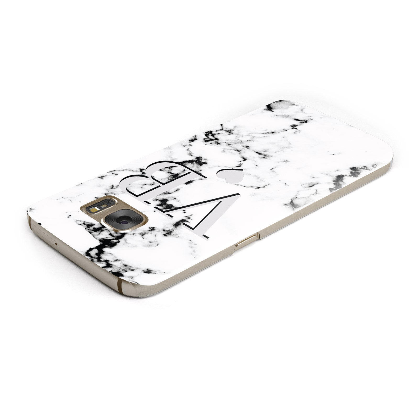 Personalised Grey Initialed Marble Heart Samsung Galaxy Case Top Cutout