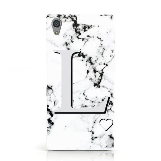 Personalised Grey Initials Heart Marble Sony Xperia Case