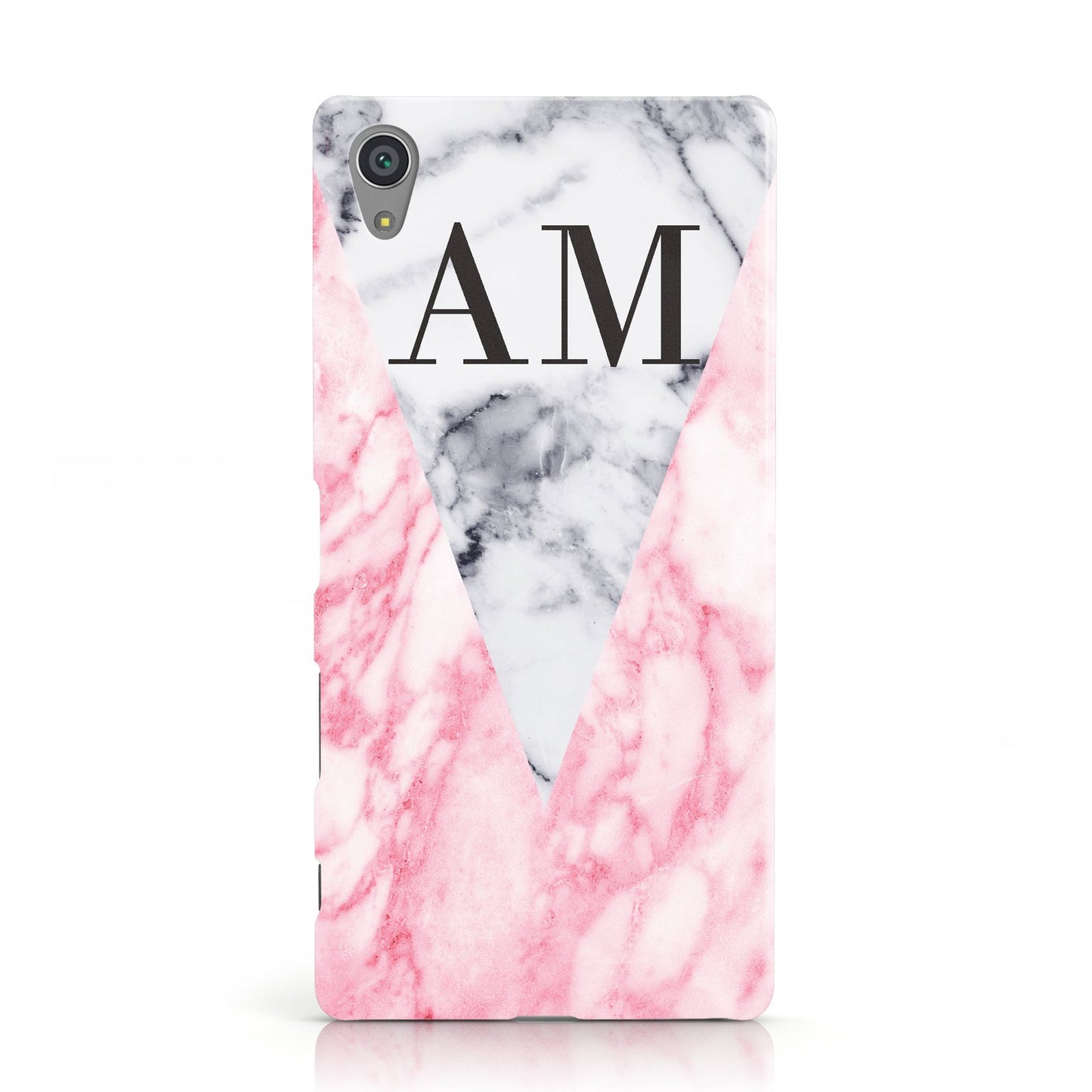 Personalised Grey Inset Marble Initials Sony Xperia Case