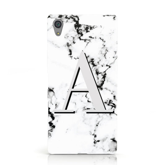 Personalised Grey Large Initial Marble Sony Xperia Case