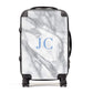 Grey Marble Blue Initials Personalised Suitcase