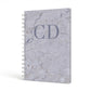 Grey Marble Grey Initials A5 Hardcover Notebook Side View