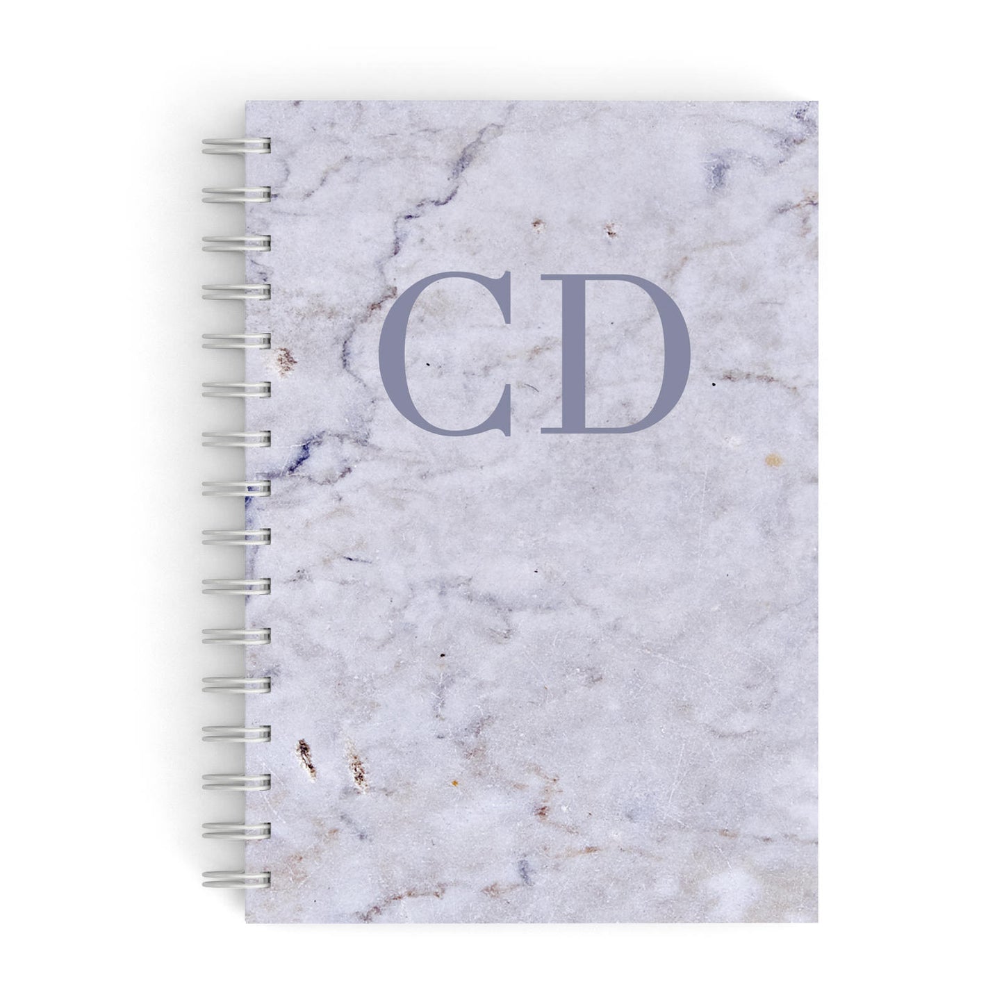 Grey Marble Grey Initials A5 Hardcover Notebook