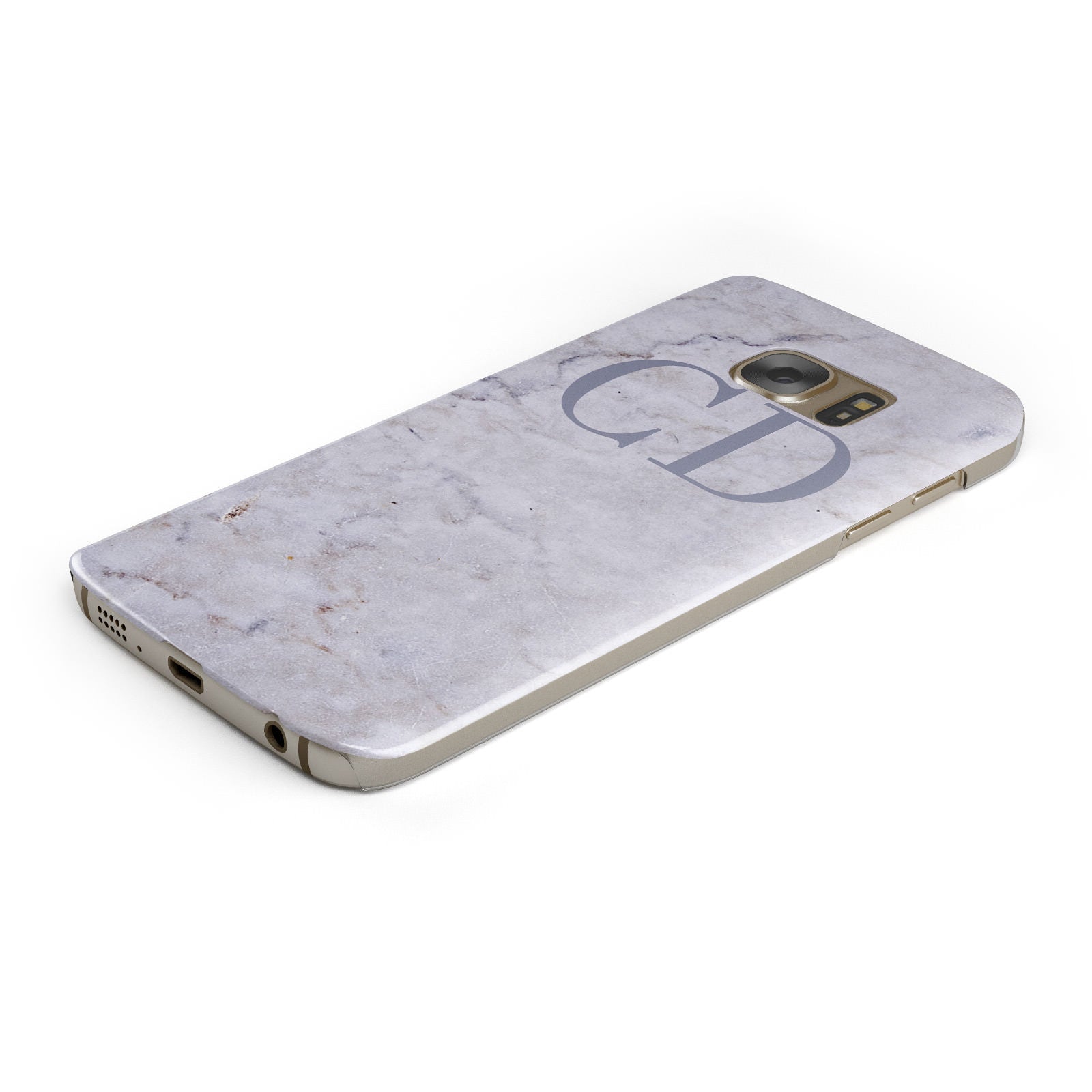 Grey Marble Grey Initials Samsung Galaxy Case Bottom Cutout