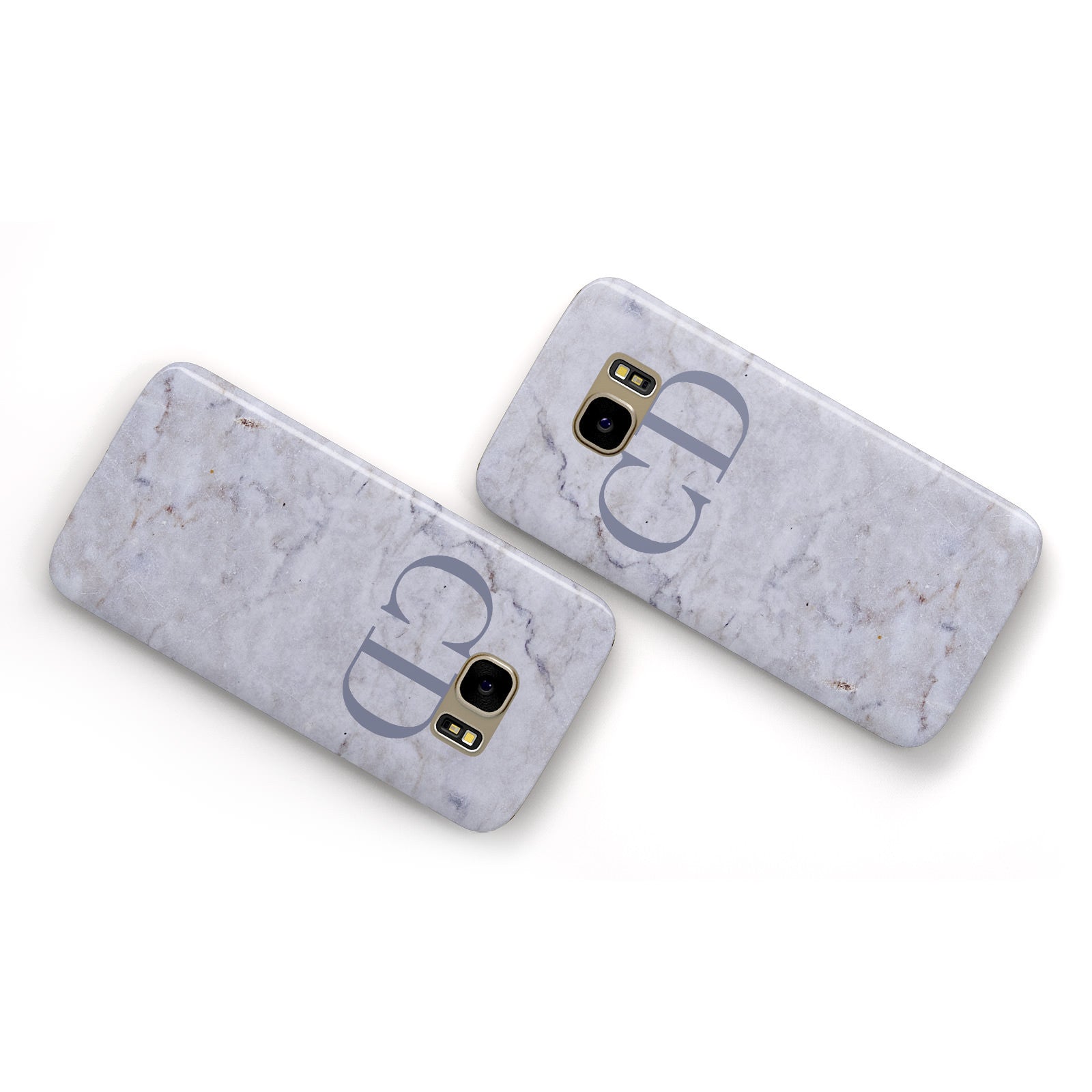 Grey Marble Grey Initials Samsung Galaxy Case Flat Overview
