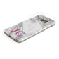 Grey Marble Pink Initials Samsung Galaxy Case Bottom Cutout