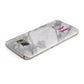 Grey Marble Pink Initials Samsung Galaxy Case Top Cutout