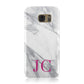 Grey Marble Pink Initials Samsung Galaxy Case