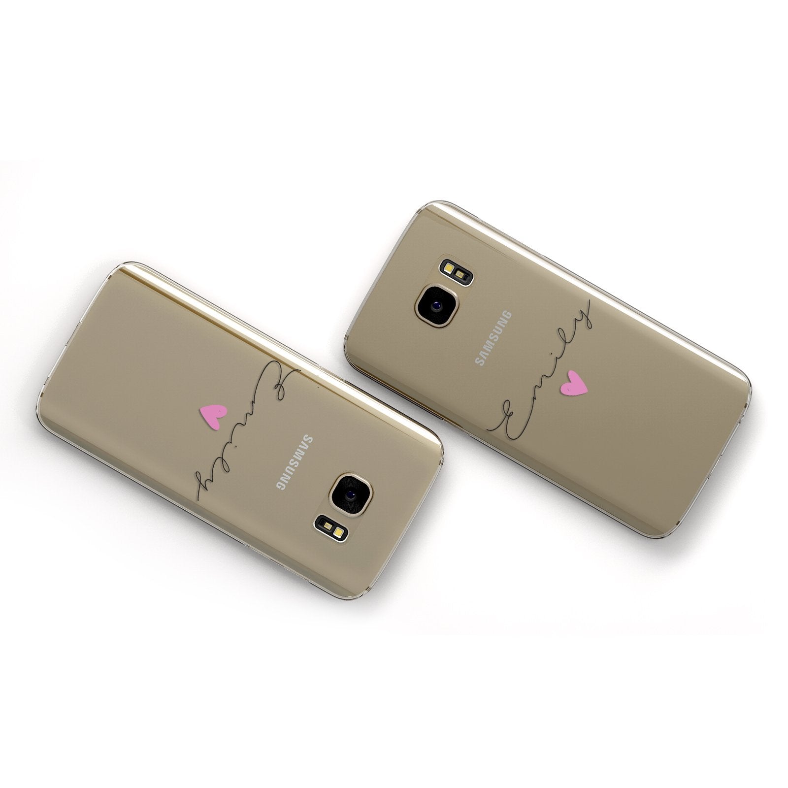Personalised Handwritten Name Heart Clear Custom Samsung Galaxy Case Flat Overview