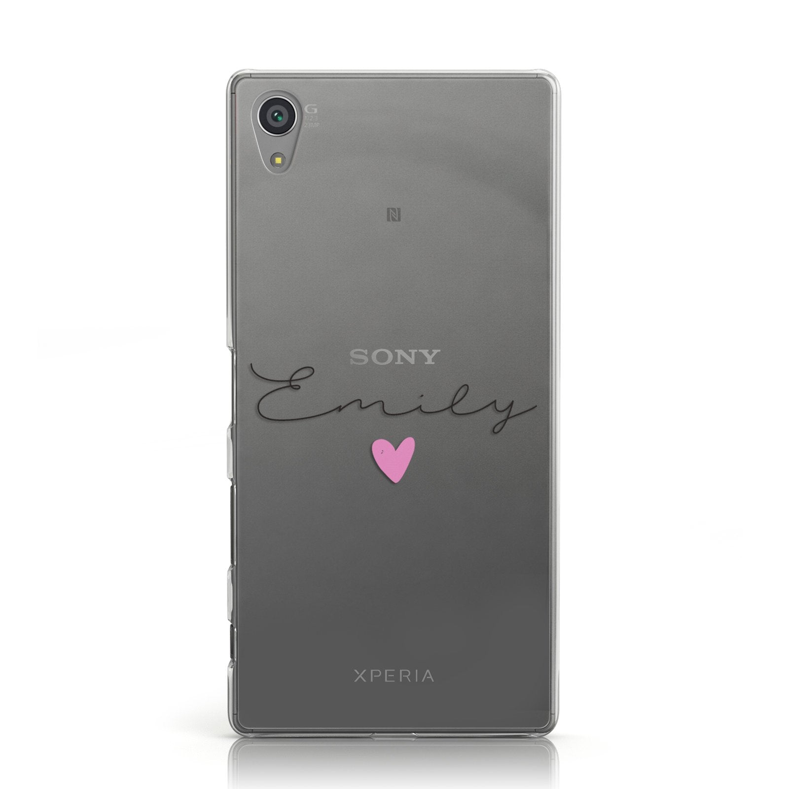 Personalised Handwritten Name Heart Clear Custom Sony Xperia Case