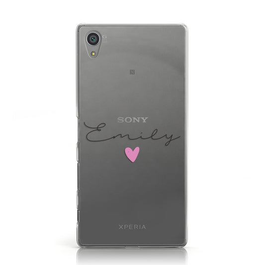 Personalised Handwritten Name Heart Clear Custom Sony Xperia Case
