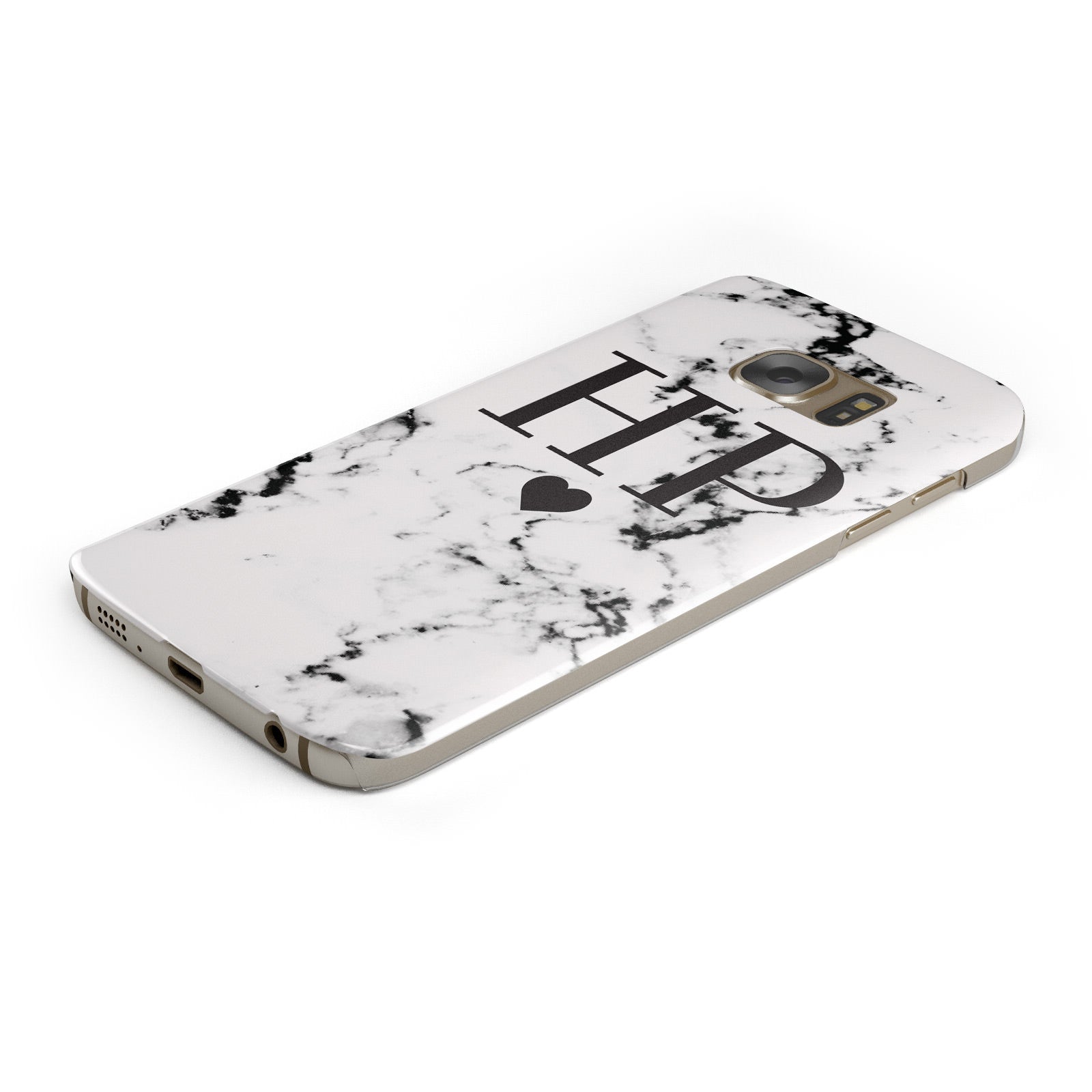 Heart Decal Marble Initials Personalised Samsung Galaxy Case Bottom Cutout