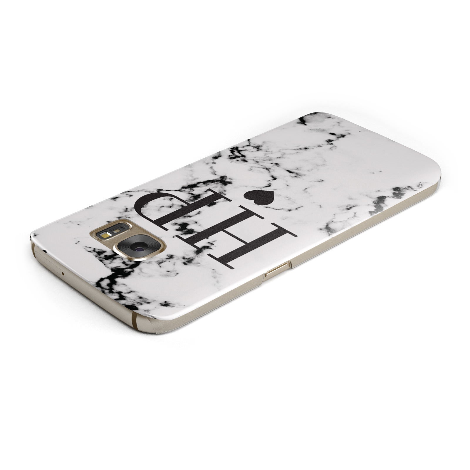 Heart Decal Marble Initials Personalised Samsung Galaxy Case Top Cutout