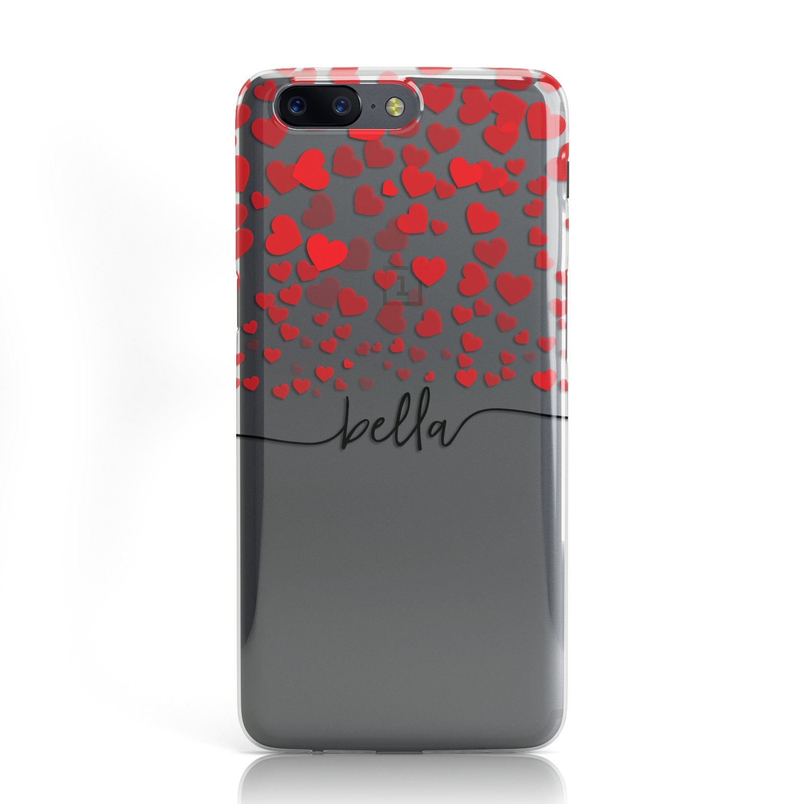 Personalised Hearts Confetti & Black Name Oneplus Case