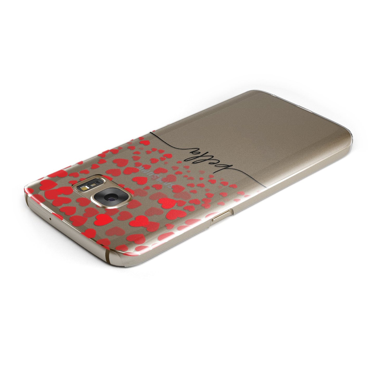 Personalised Hearts Confetti & Black Name Samsung Galaxy Case Top Cutout