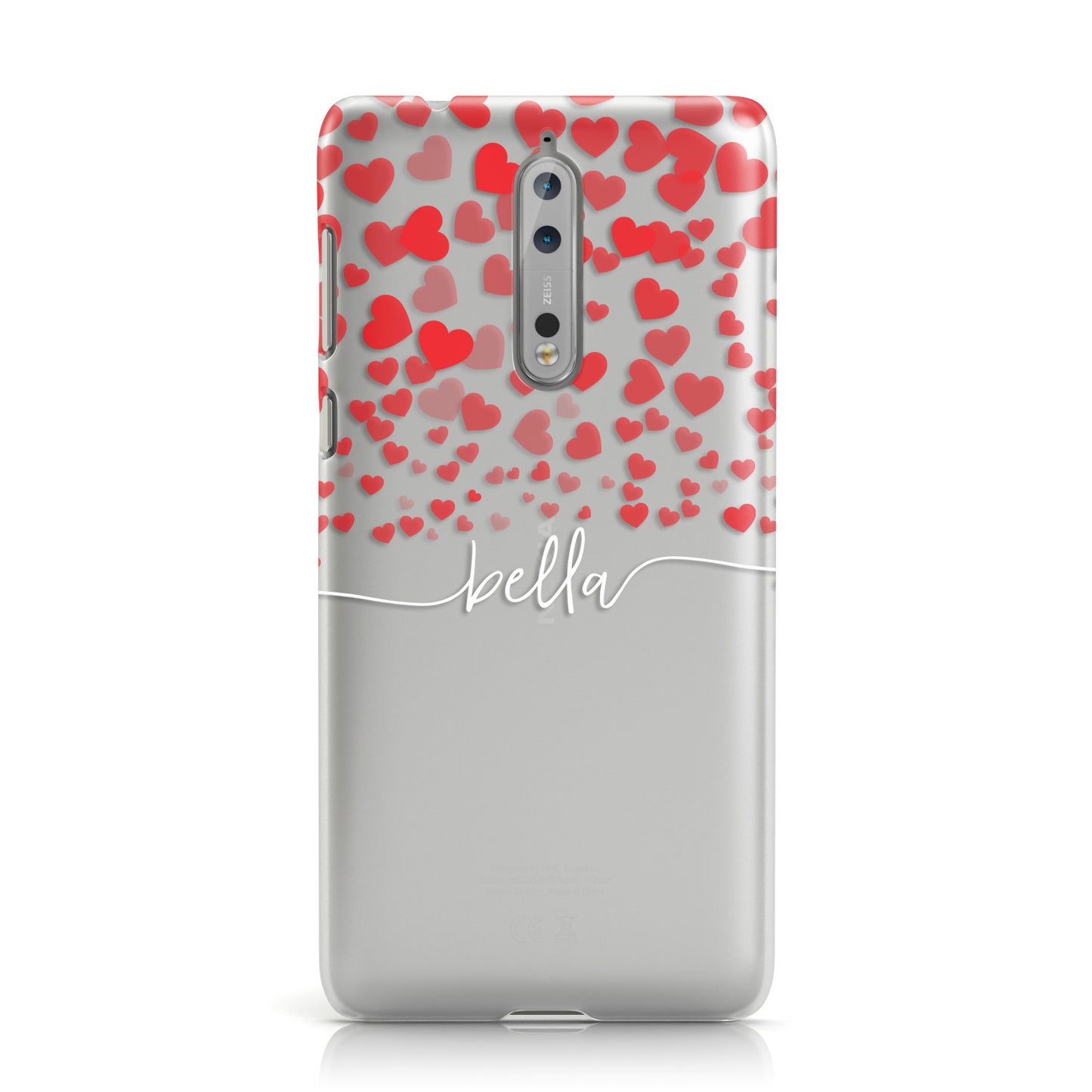 Personalised Hearts Confetti & Clear White Name Nokia Case