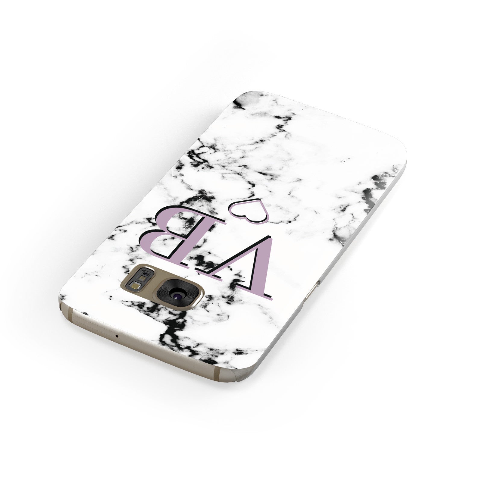 Personalised Initials Love Heart Marble Samsung Galaxy Case Front Close Up