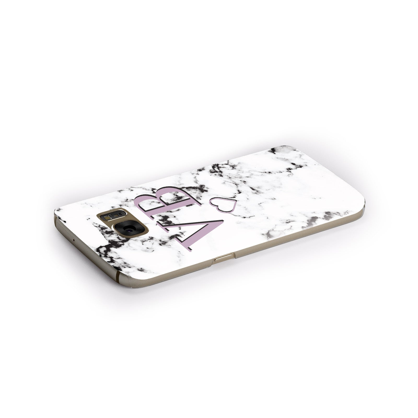 Personalised Initials Love Heart Marble Samsung Galaxy Case Side Close Up