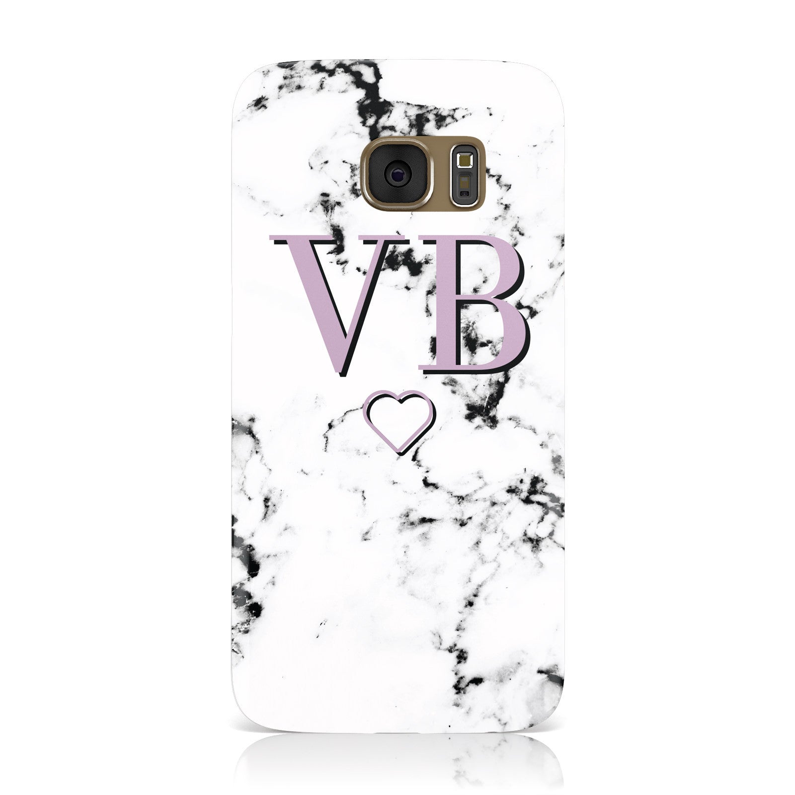 Personalised Initials Love Heart Marble Samsung Galaxy Case