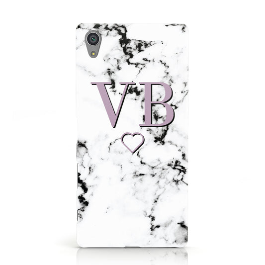 Personalised Initials Love Heart Marble Sony Xperia Case