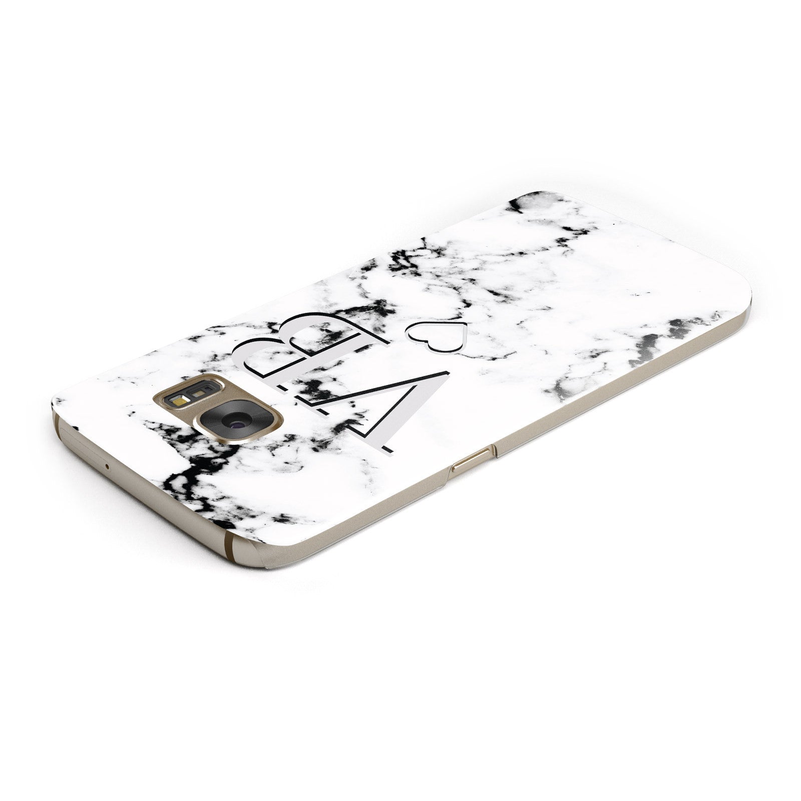 Personalised Initials Outline Heart Marble Samsung Galaxy Case Top Cutout