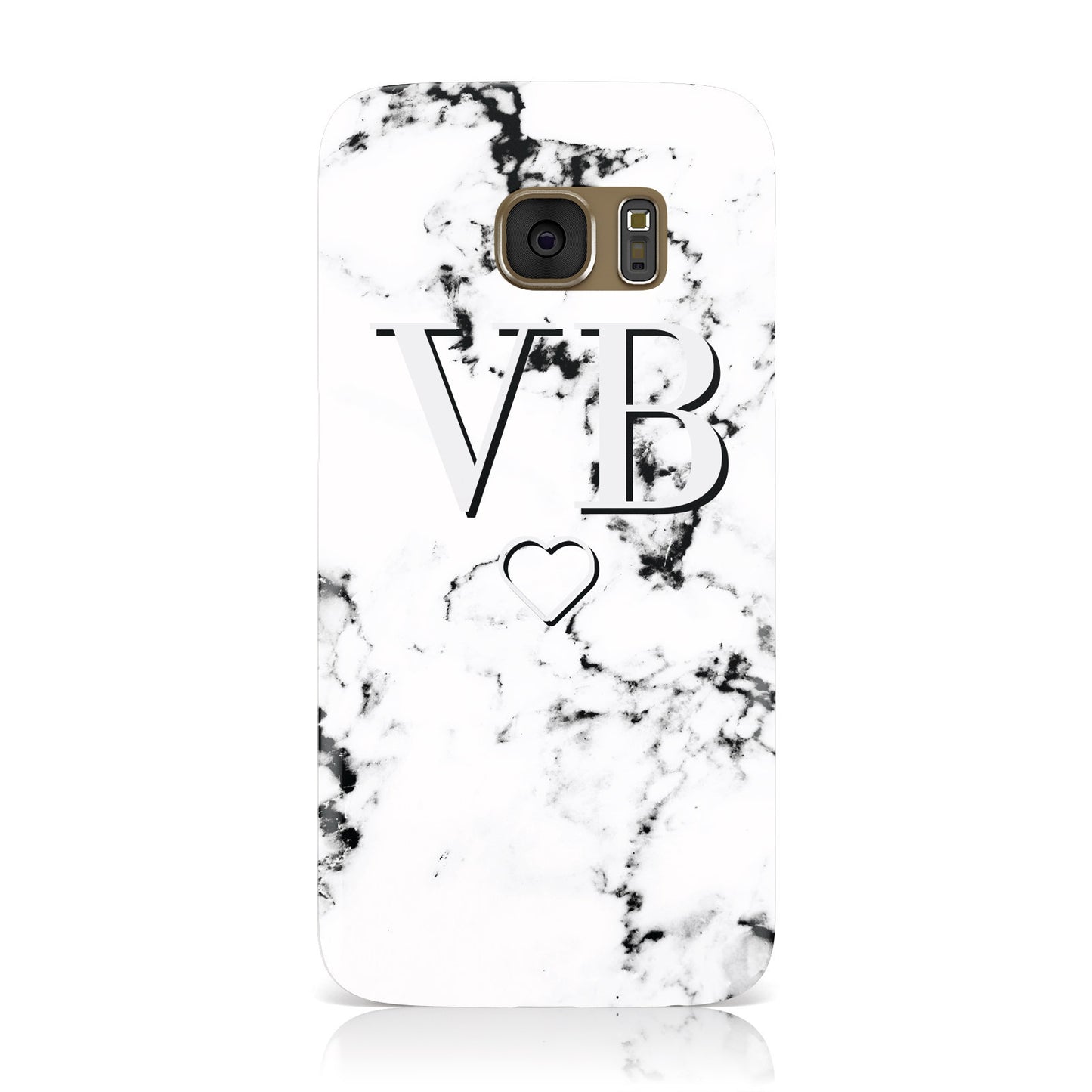 Personalised Initials Outline Heart Marble Samsung Galaxy Case