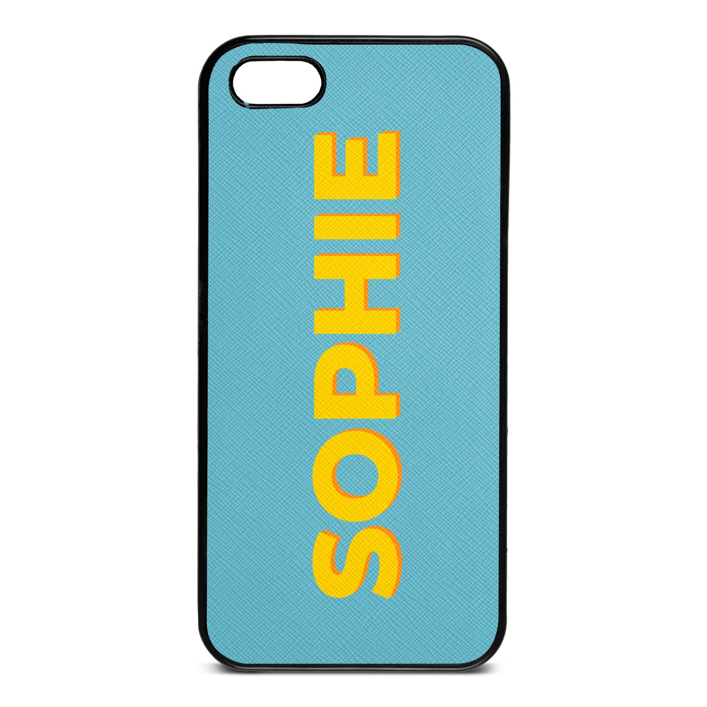 Personalised Sky Blue Saffiano Leather iPhone 5 Case