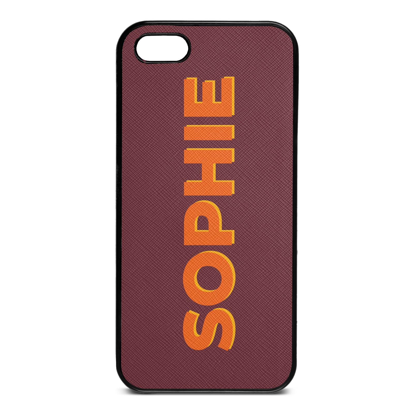 Personalised Brown Rose Saffiano Leather iPhone 5 Case