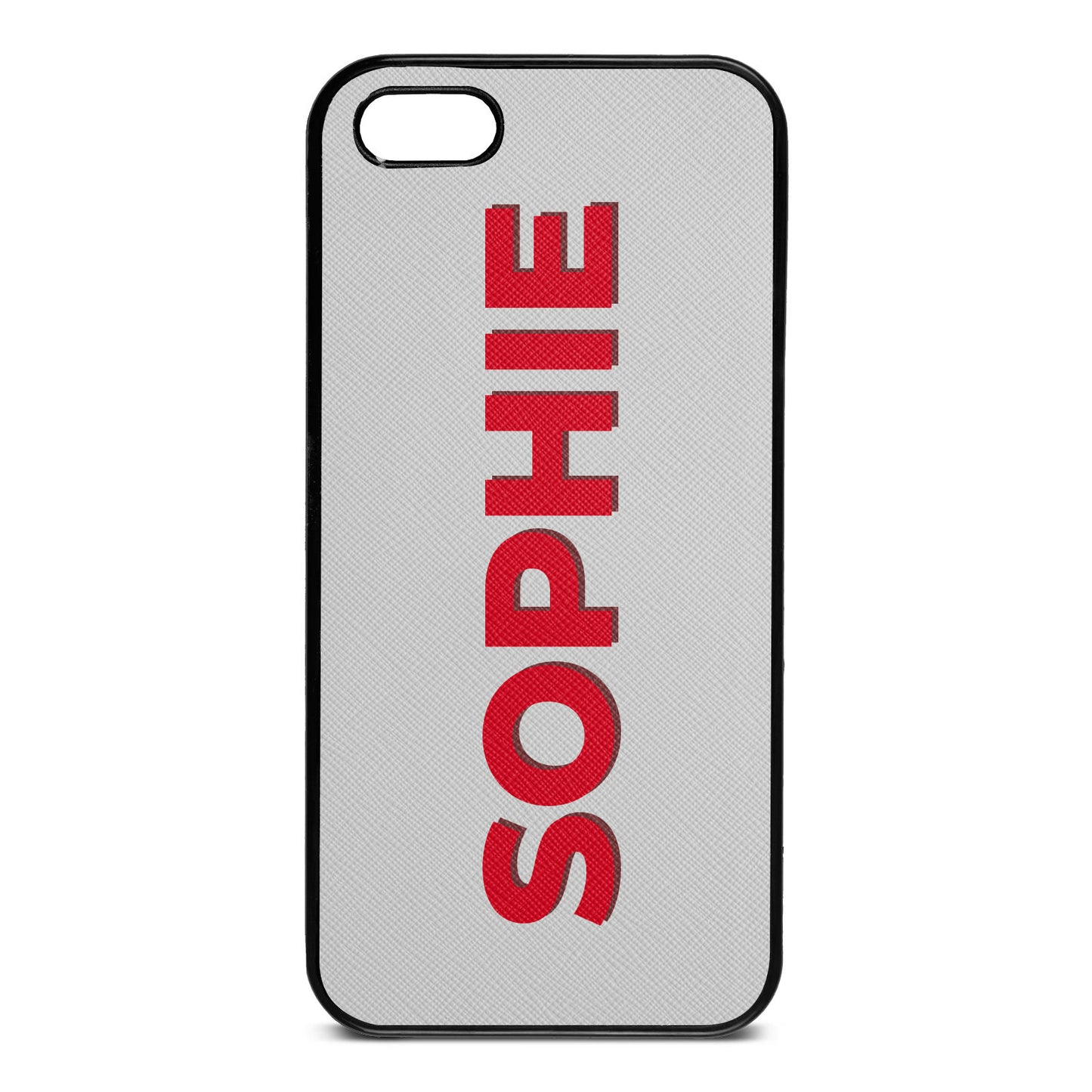 Personalised Silver Saffiano Leather iPhone 5 Case