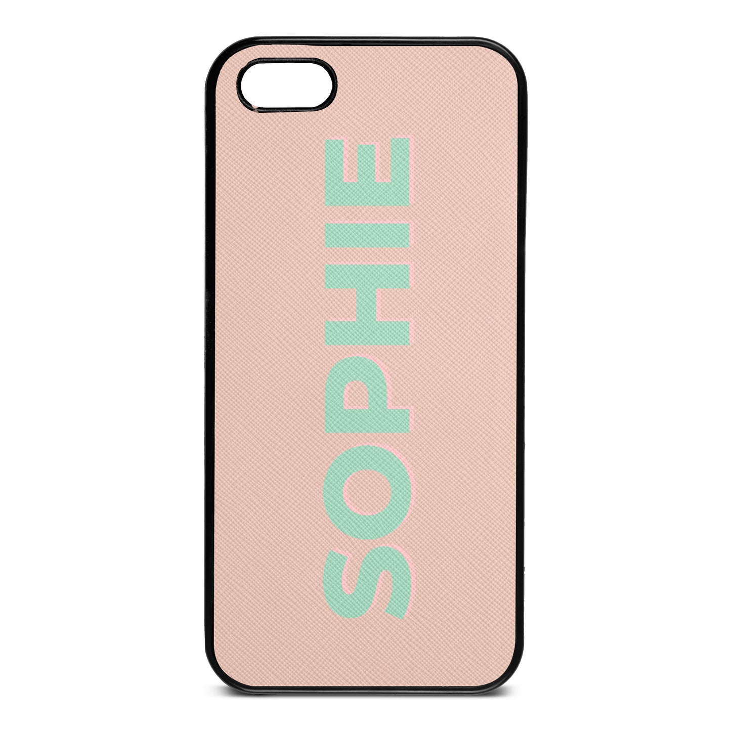 Personalised Nude Saffiano Leather iPhone 5 Case
