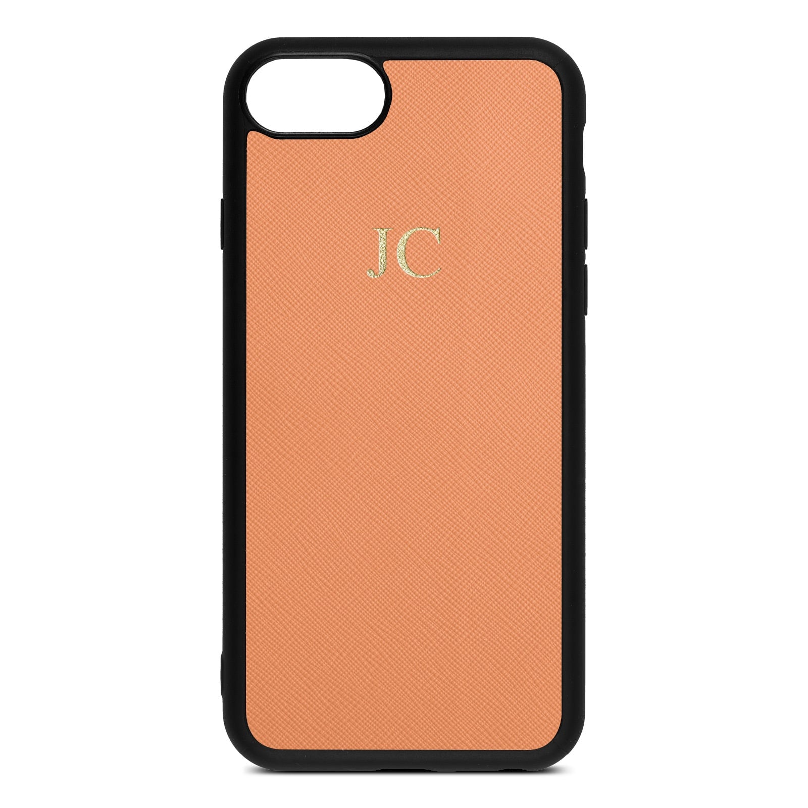 Personalised Orange Saffiano Leather iPhone 8 Case