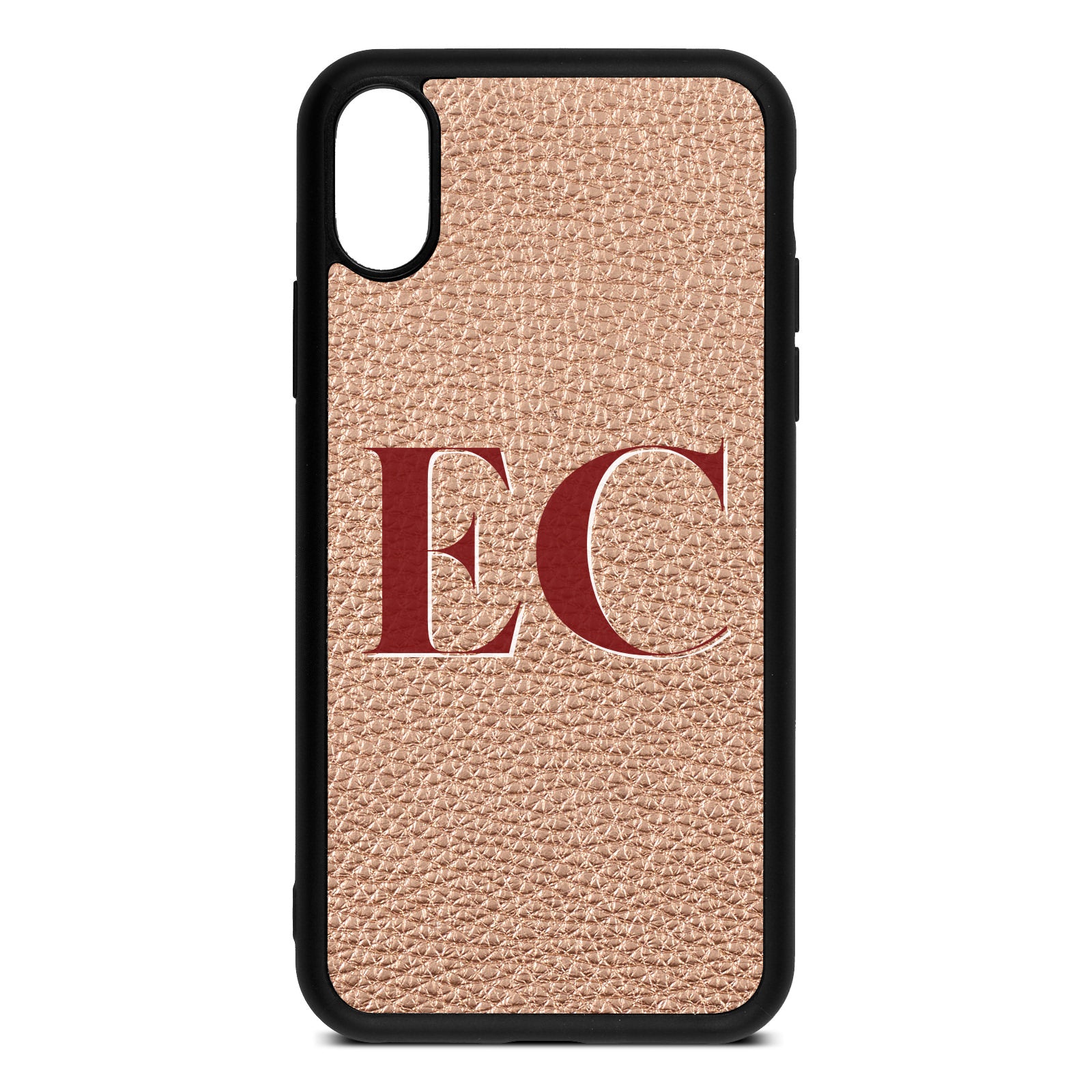 iPhone Xs Rose Gold Pebble Leather Case