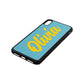 Personalised Drop Shadow Sky Blue Leather iPhone Case