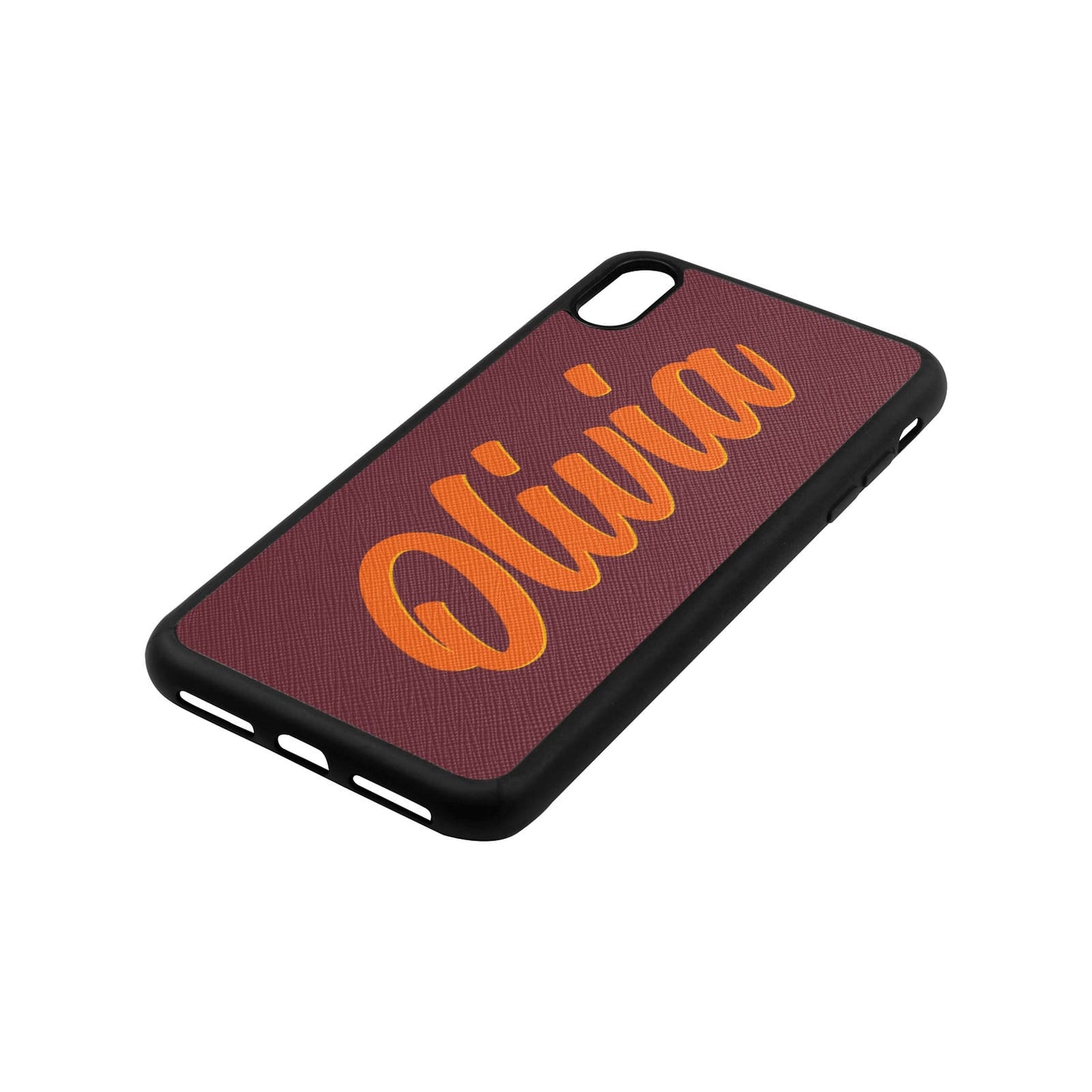 Personalised Drop Shadow Brown Rose Leather iPhone Case