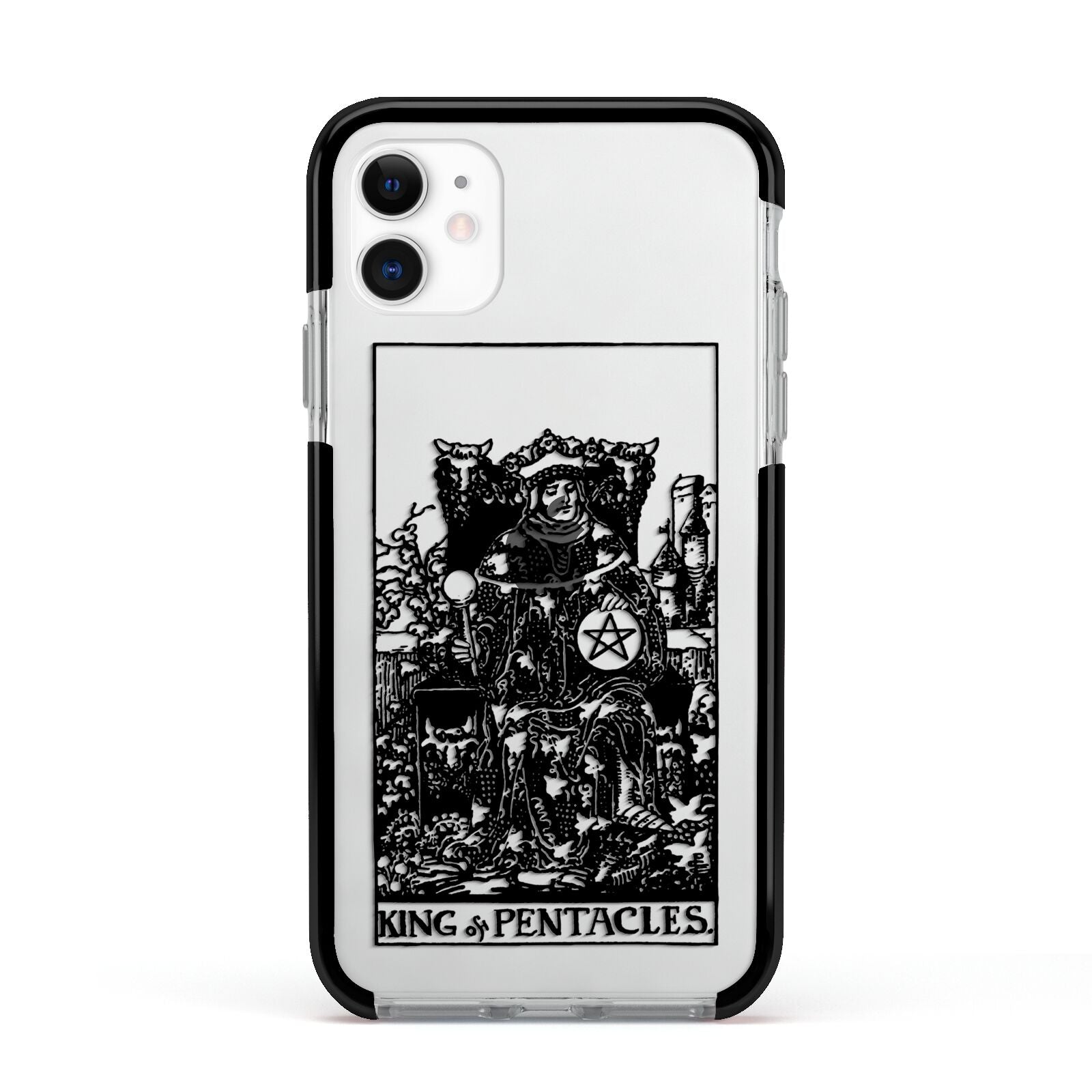 King of Pentacles Monochrome Apple iPhone 11 in White with Black Impact Case