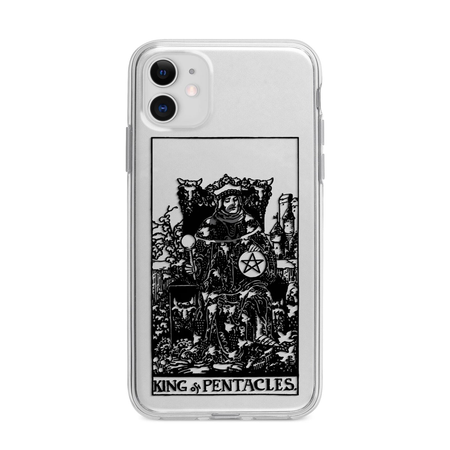 King of Pentacles Monochrome Apple iPhone 11 in White with Bumper Case