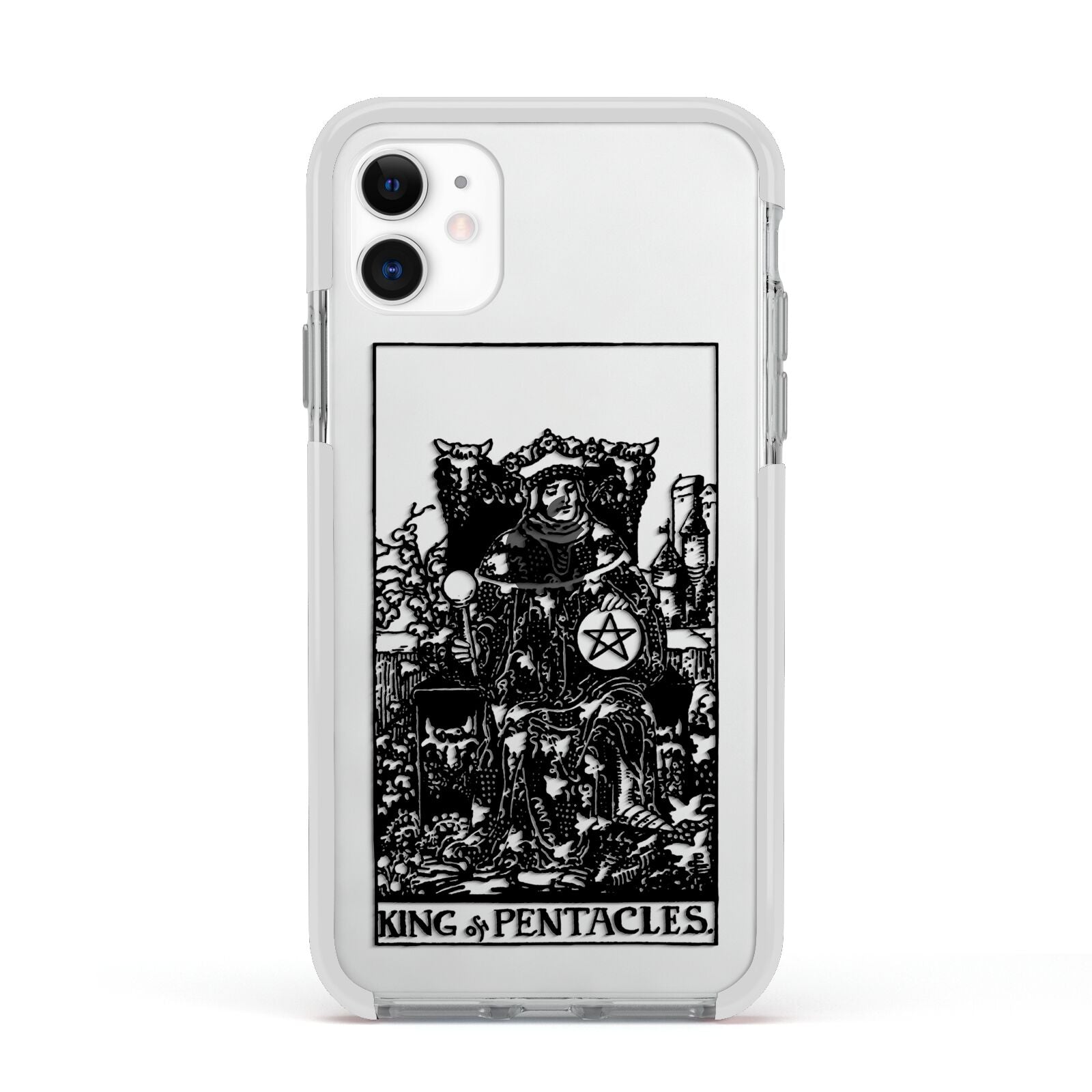 King of Pentacles Monochrome Apple iPhone 11 in White with White Impact Case