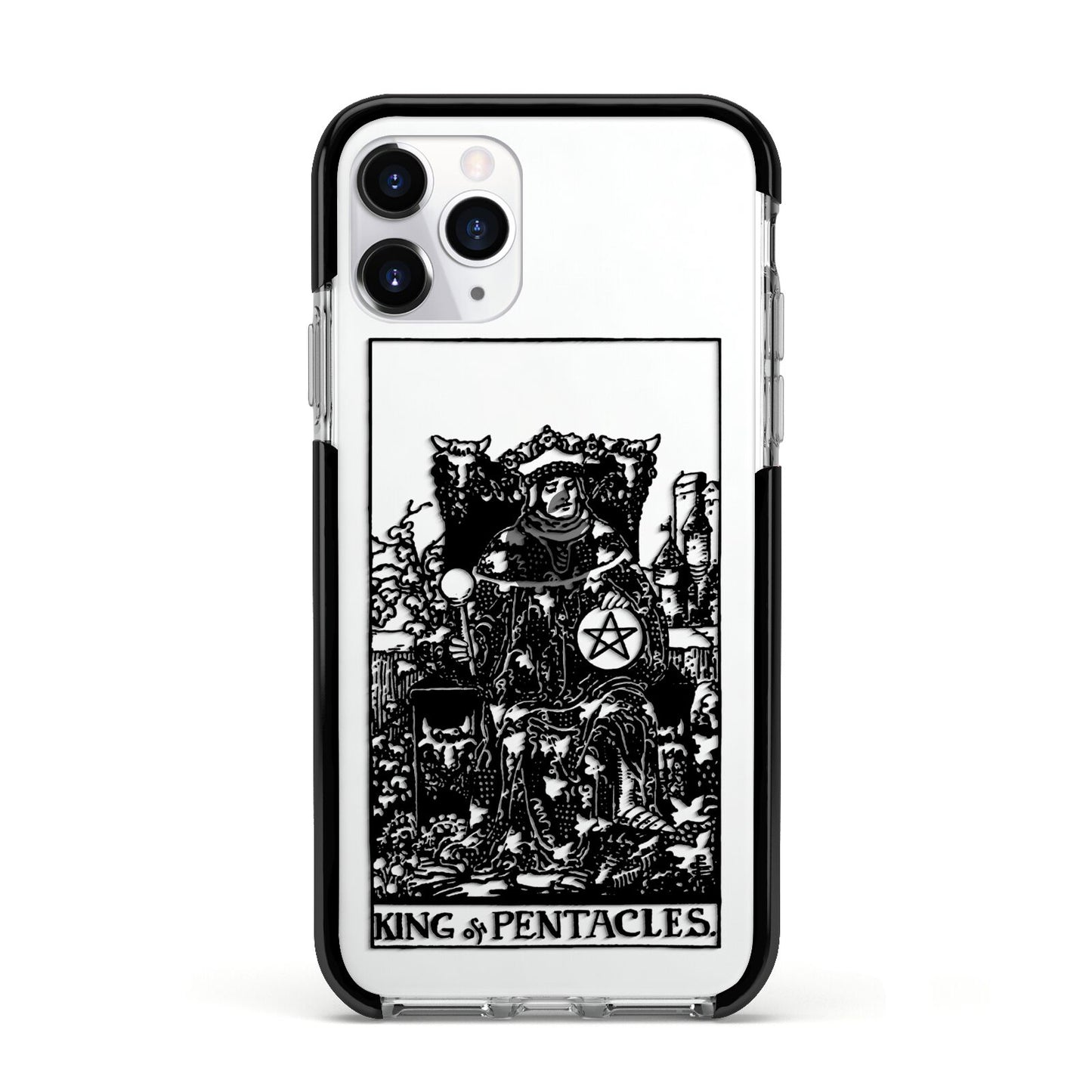 King of Pentacles Monochrome Apple iPhone 11 Pro in Silver with Black Impact Case