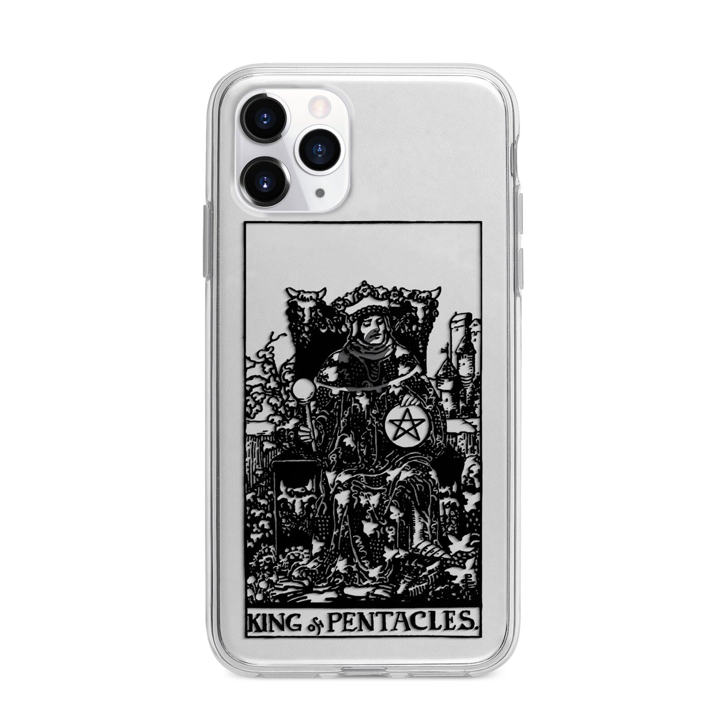 King of Pentacles Monochrome Apple iPhone 11 Pro in Silver with Bumper Case