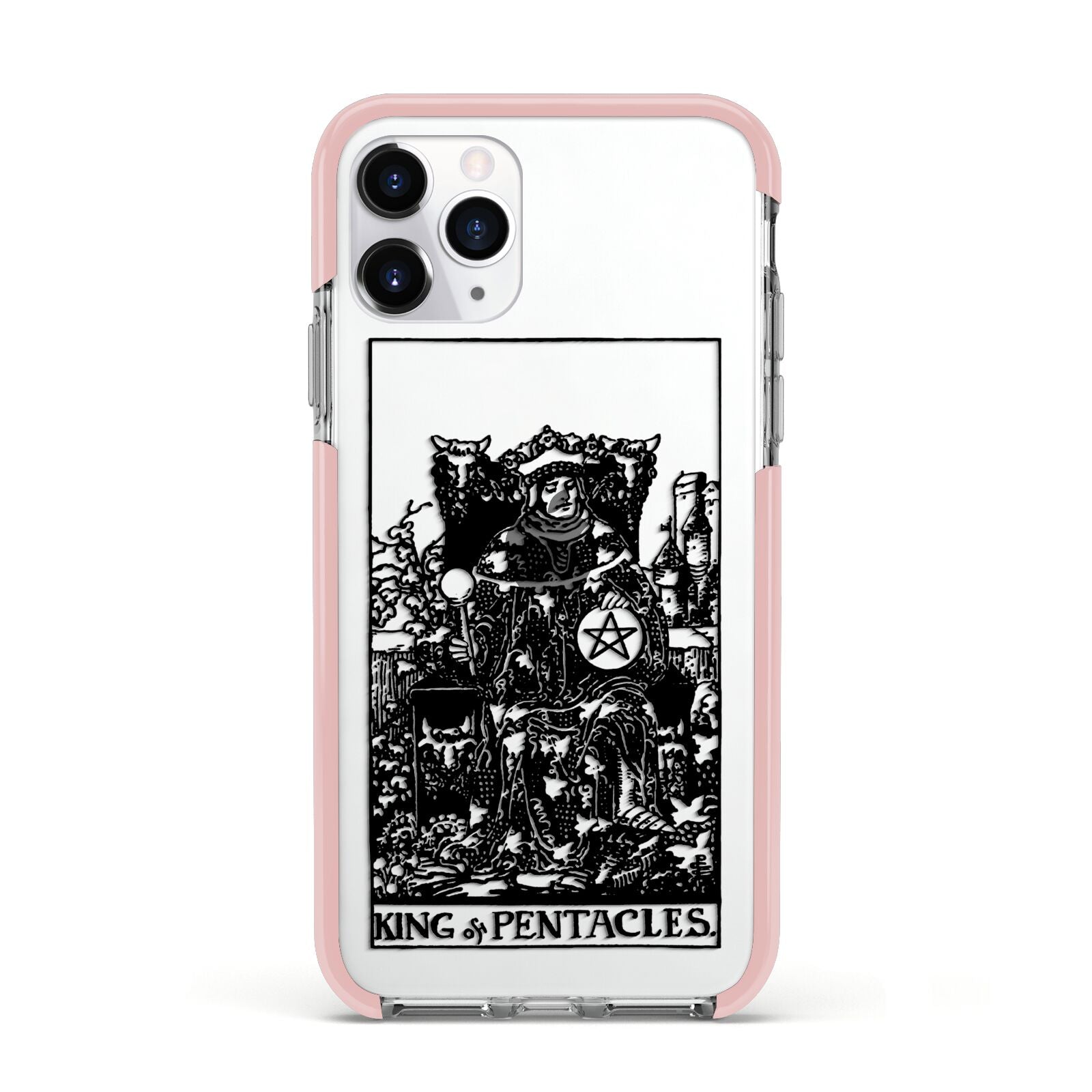 King of Pentacles Monochrome Apple iPhone 11 Pro in Silver with Pink Impact Case