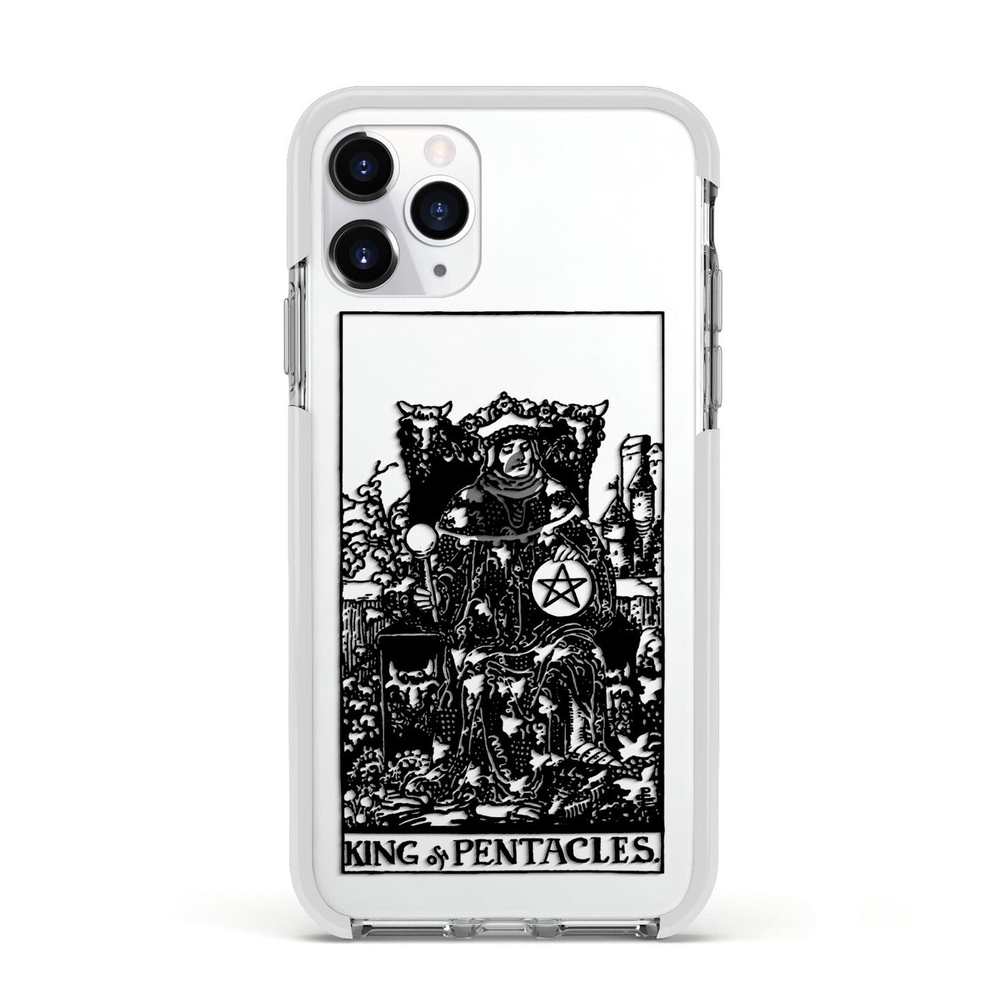 King of Pentacles Monochrome Apple iPhone 11 Pro in Silver with White Impact Case