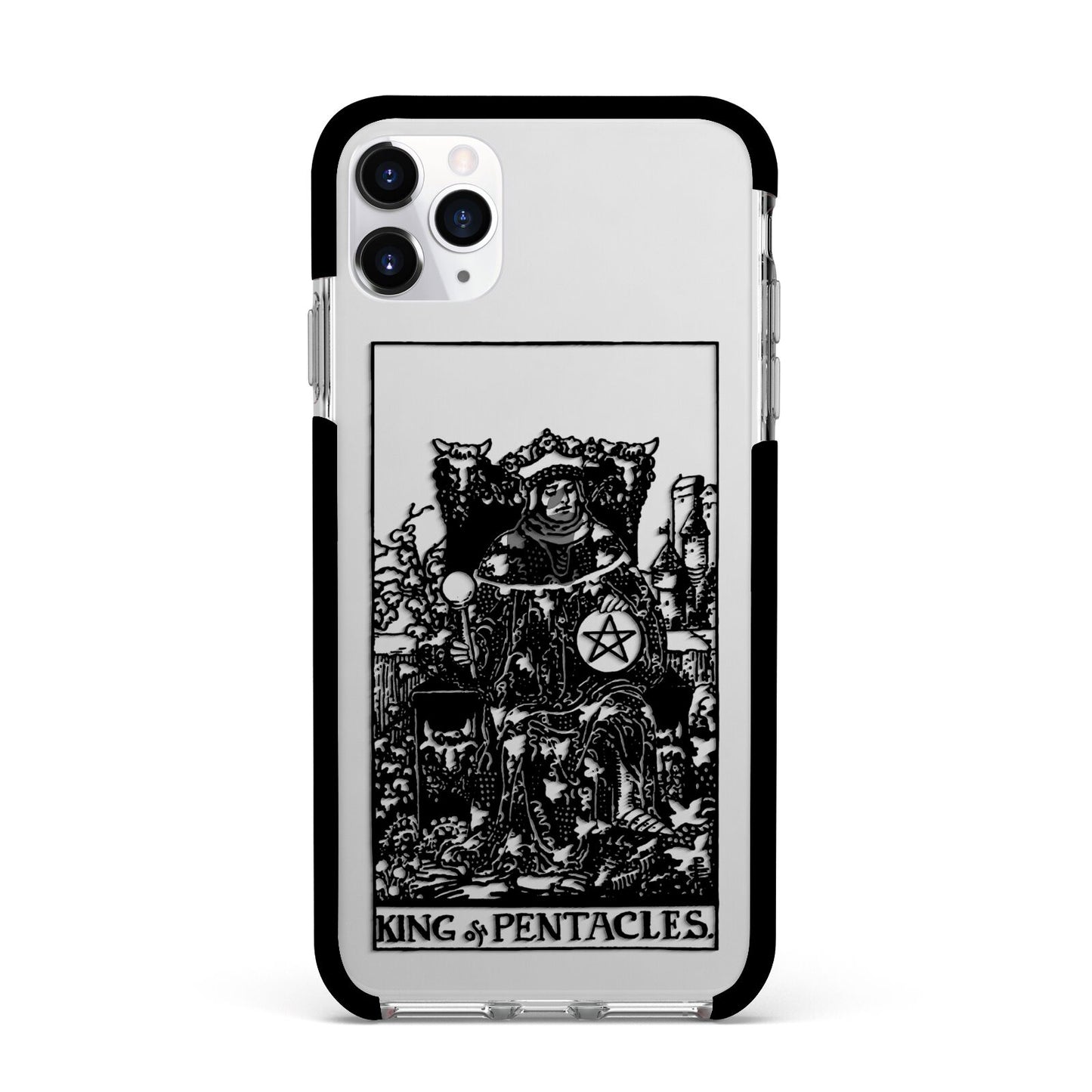 King of Pentacles Monochrome Apple iPhone 11 Pro Max in Silver with Black Impact Case