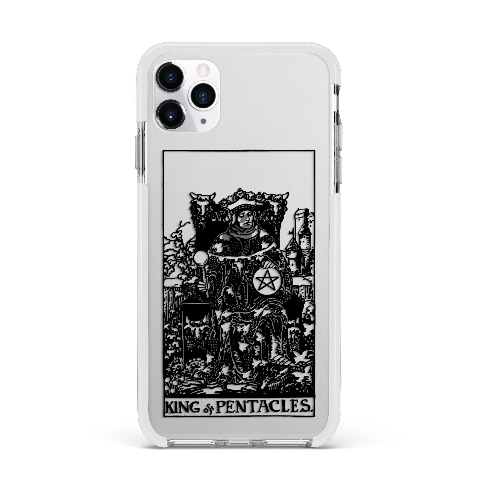 King of Pentacles Monochrome Apple iPhone 11 Pro Max in Silver with White Impact Case