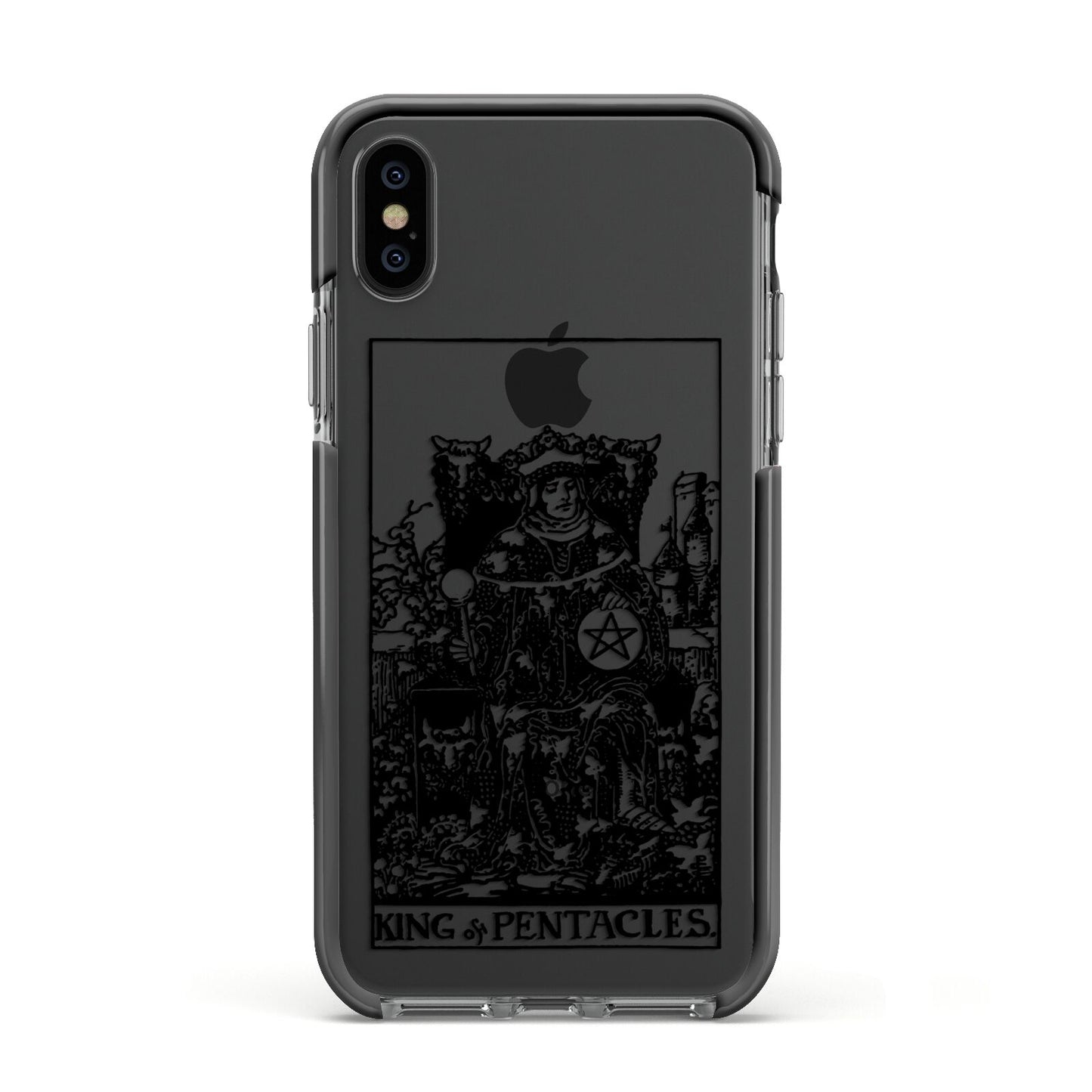 King of Pentacles Monochrome Apple iPhone Xs Impact Case Black Edge on Black Phone
