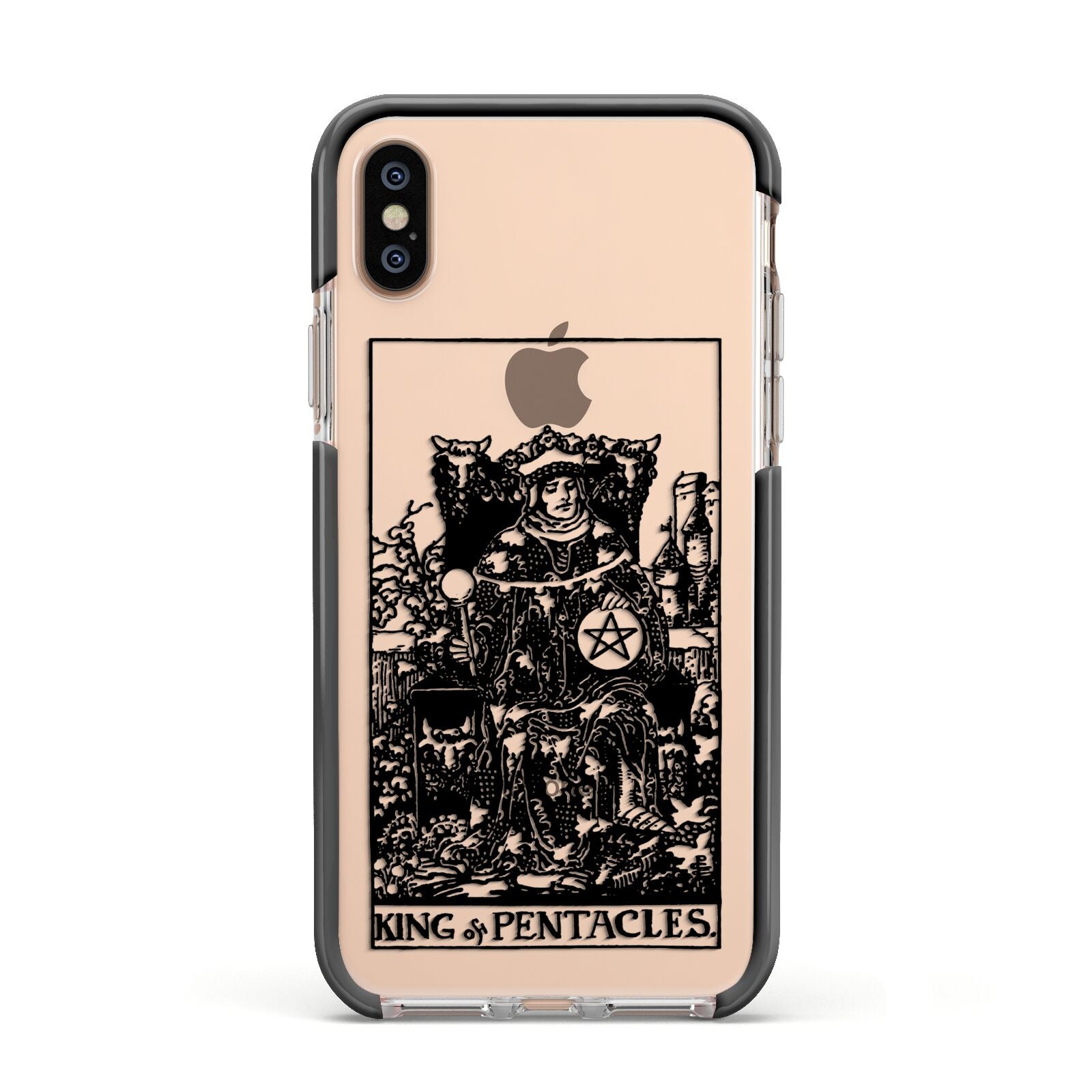 King of Pentacles Monochrome Apple iPhone Xs Impact Case Black Edge on Gold Phone