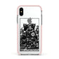 King of Pentacles Monochrome Apple iPhone Xs Impact Case Pink Edge on Silver Phone